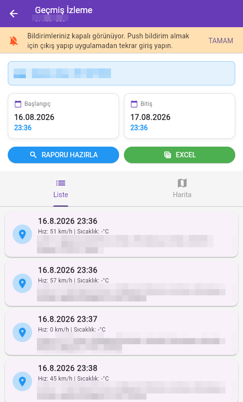 Geçmiş izleme liste görünümü